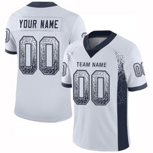 Load image into Gallery viewer, Custom White Navy-Gray Mesh Drift Fashion Football Jersey