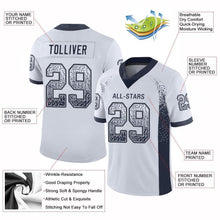Load image into Gallery viewer, Custom White Navy-Gray Mesh Drift Fashion Football Jersey