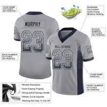 Load image into Gallery viewer, Custom Light Gray Navy-White Mesh Drift Fashion Football Jersey