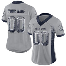 Load image into Gallery viewer, Custom Light Gray Navy-White Mesh Drift Fashion Football Jersey