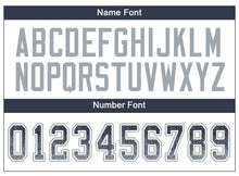 Load image into Gallery viewer, Custom Navy Light Gray-White Mesh Drift Fashion Football Jersey