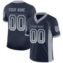 Load image into Gallery viewer, Custom Navy Light Gray-White Mesh Drift Fashion Football Jersey
