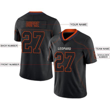 Load image into Gallery viewer, Custom Lights Out Black Orange-Navy Football Jersey