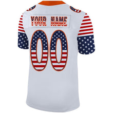 Load image into Gallery viewer, Custom White Orange-Navy USA Flag Fashion Football Jersey