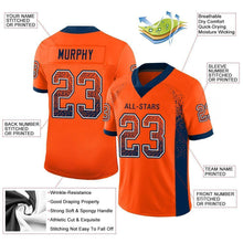Load image into Gallery viewer, Custom Orange Navy-White Mesh Drift Fashion Football Jersey