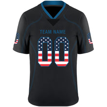 Load image into Gallery viewer, Custom Lights Out Black Powder Blue-Red USA Flag Fashion Football Jersey