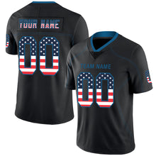 Load image into Gallery viewer, Custom Lights Out Black Powder Blue-Red USA Flag Fashion Football Jersey