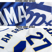 Load image into Gallery viewer, Custom White Navy Baseball Jersey