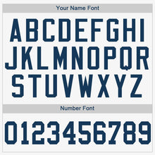 Load image into Gallery viewer, Custom White Navy Baseball Jersey