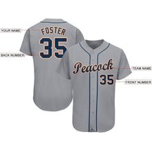 Load image into Gallery viewer, Custom Gray Navy-Orange Baseball Jersey