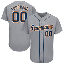 Load image into Gallery viewer, Custom Gray Navy-Orange Baseball Jersey