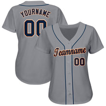 Load image into Gallery viewer, Custom Gray Navy-Orange Baseball Jersey