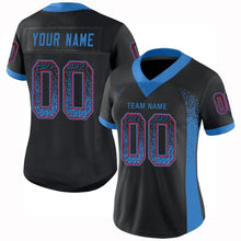 Load image into Gallery viewer, Custom Black Powder Blue-Red Mesh Drift Fashion Football Jersey