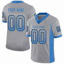 Load image into Gallery viewer, Custom Light Gray Powder Blue-Black Mesh Drift Fashion Football Jersey