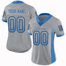 Load image into Gallery viewer, Custom Light Gray Powder Blue-Black Mesh Drift Fashion Football Jersey
