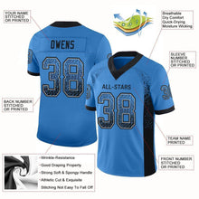 Load image into Gallery viewer, Custom Powder Blue Black-Gray Mesh Drift Fashion Football Jersey