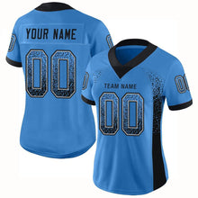 Load image into Gallery viewer, Custom Powder Blue Black-Gray Mesh Drift Fashion Football Jersey