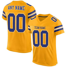 Load image into Gallery viewer, Custom Gold Royal-White Mesh Authentic Football Jersey