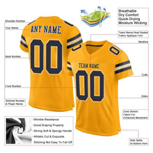 Load image into Gallery viewer, Custom Gold Navy-White Mesh Authentic Football Jersey