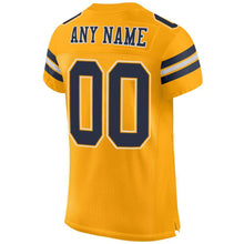 Load image into Gallery viewer, Custom Gold Navy-White Mesh Authentic Football Jersey