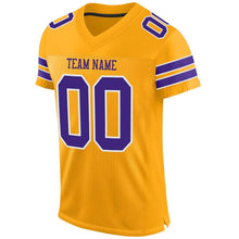 Load image into Gallery viewer, Custom Gold Purple-White Mesh Authentic Football Jersey
