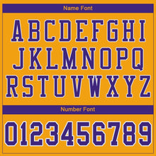 Load image into Gallery viewer, Custom Gold Purple-White Mesh Authentic Football Jersey