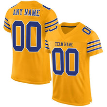 Load image into Gallery viewer, Custom Gold Royal-White Mesh Authentic Football Jersey