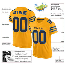 Load image into Gallery viewer, Custom Gold Navy-Powder Blue Mesh Authentic Football Jersey