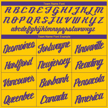 Load image into Gallery viewer, Custom Gold Purple Round Neck Suit Basketball Jersey