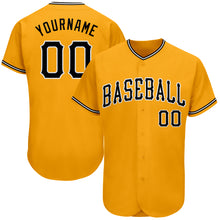 Load image into Gallery viewer, Custom Gold Black-White Authentic Baseball Jersey