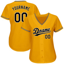 Load image into Gallery viewer, Custom Gold Black-White Authentic Baseball Jersey