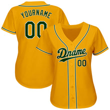Load image into Gallery viewer, Custom Gold Green-White Authentic Baseball Jersey
