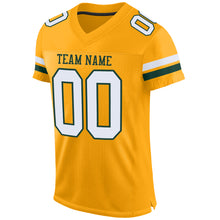 Load image into Gallery viewer, Custom Gold White-Green Mesh Authentic Football Jersey