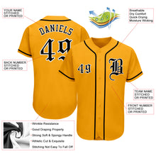 Load image into Gallery viewer, Custom Gold Black-White Authentic Baseball Jersey