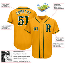 Load image into Gallery viewer, Custom Gold Green-White Authentic Baseball Jersey