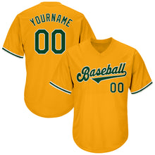 Load image into Gallery viewer, Custom Gold Green-White Authentic Throwback Rib-Knit Baseball Jersey Shirt