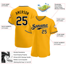 Load image into Gallery viewer, Custom Gold Black-White Authentic Baseball Jersey