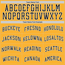 Load image into Gallery viewer, Custom Gold Black-White Authentic Throwback Rib-Knit Baseball Jersey Shirt