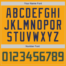 Load image into Gallery viewer, Custom Gold Hunter Green-Navy Authentic Throwback Rib-Knit Baseball Jersey Shirt