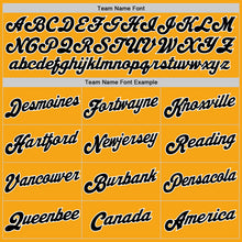 Load image into Gallery viewer, Custom Gold Black-White Authentic Throwback Rib-Knit Baseball Jersey Shirt