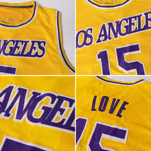 Load image into Gallery viewer, Custom Gold White-Navy Authentic Throwback Basketball Jersey