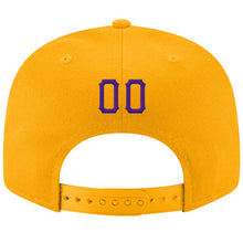 Load image into Gallery viewer, Custom Gold Purple-Black Stitched Adjustable Snapback Hat