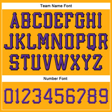 Load image into Gallery viewer, Custom Gold Purple-Black Stitched Adjustable Snapback Hat