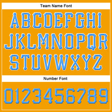 Load image into Gallery viewer, Custom Gold Powder Blue-White Stitched Adjustable Snapback Hat