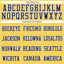 Load image into Gallery viewer, Custom Gold Navy-White Stitched Cuffed Knit Hat