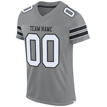 Load image into Gallery viewer, Custom Gray White-Black Mesh Authentic Football Jersey