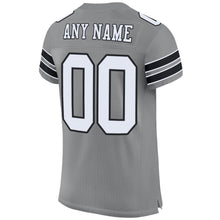 Load image into Gallery viewer, Custom Gray White-Black Mesh Authentic Football Jersey