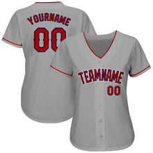 Load image into Gallery viewer, Custom Gray Red-Navy Authentic Baseball Jersey