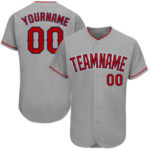 Load image into Gallery viewer, Custom Gray Red-Navy Authentic Baseball Jersey