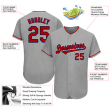Load image into Gallery viewer, Custom Gray Red-Navy Authentic Baseball Jersey